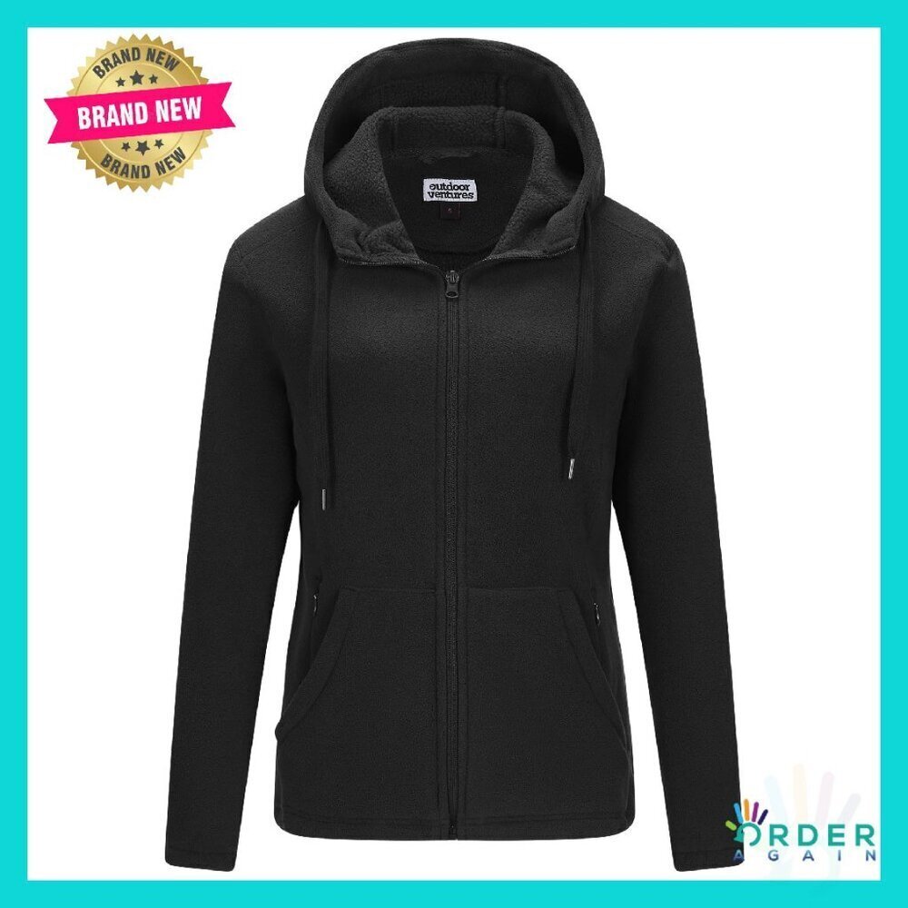 Full Zip Hooded Fleece Jacket Cozy Soft Polar Fit Casual Chic Active